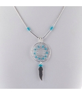 "Liquid Silver" necklace. Big Dream Catcher, Silver and Turquoise ,for women and girls .