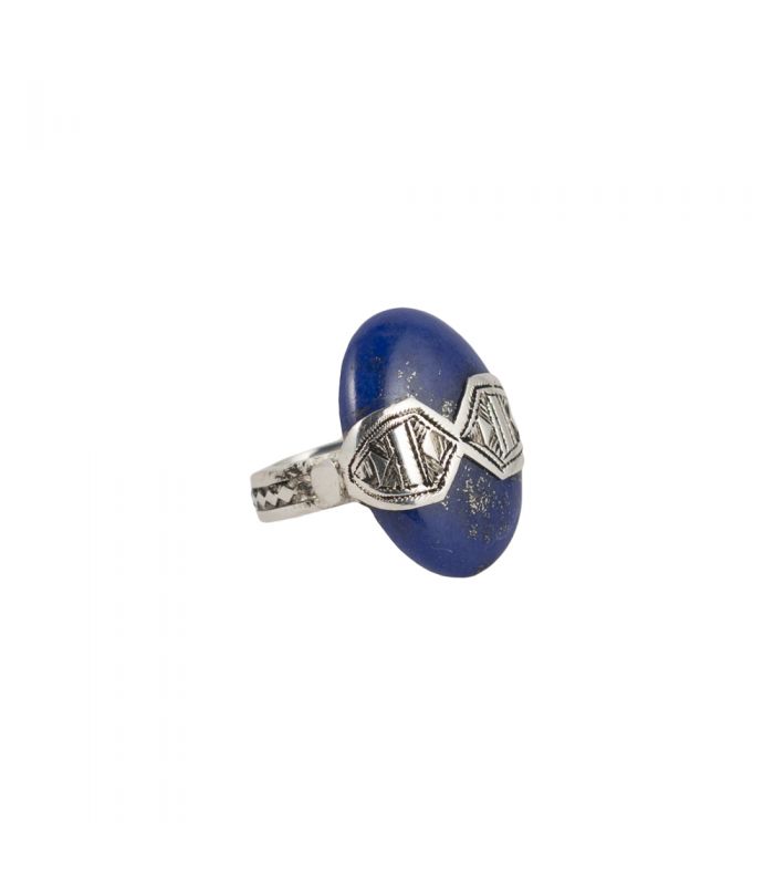 Woman Berber ring shuttle form silver and onyx online